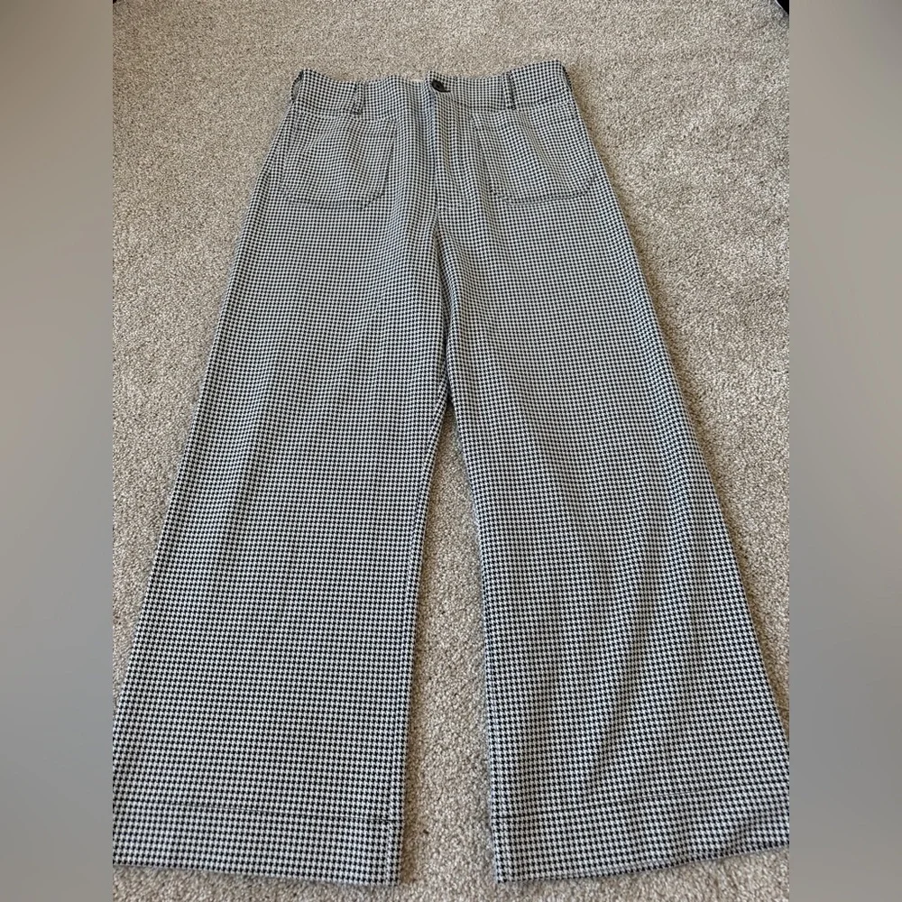 Maeve Anthropologie The Colette Cropped Wide-Leg Pants: Houndstooth Edition 30 - Picture 4 of 5